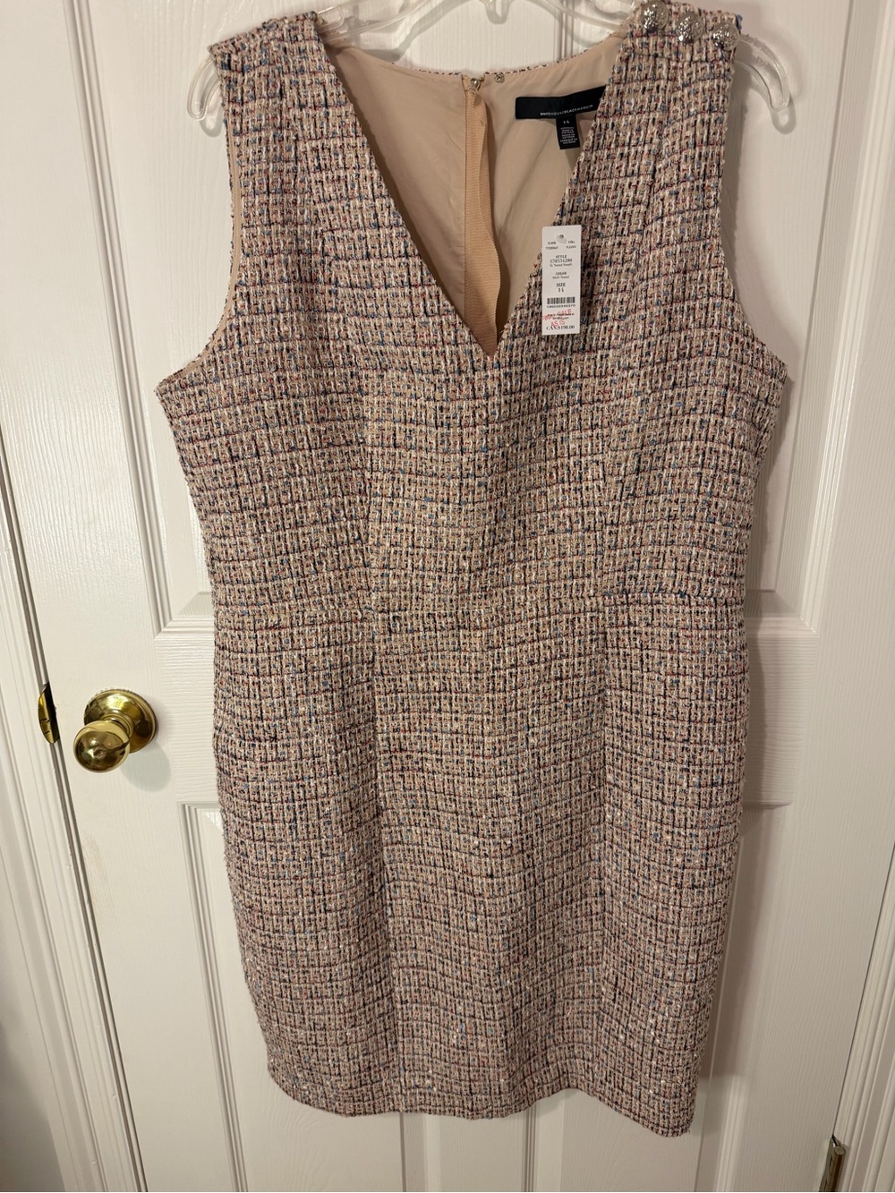White House Black Market Blush Multi Tweed Sheath Dress